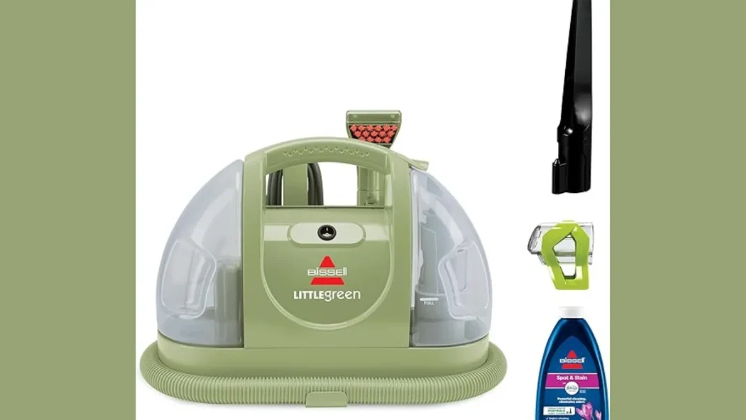 BISSELL Little Green Multi-Purpose Portable Carpet Cleaner, BISSELL 1400B, portable carpet cleaner, BISSELL carpet and upholstery cleaner, car and auto detailer, HydroRinse self-cleaning hose tool, tough stain removal, BISSELL pet foundation, multi-purpose cleaning machine