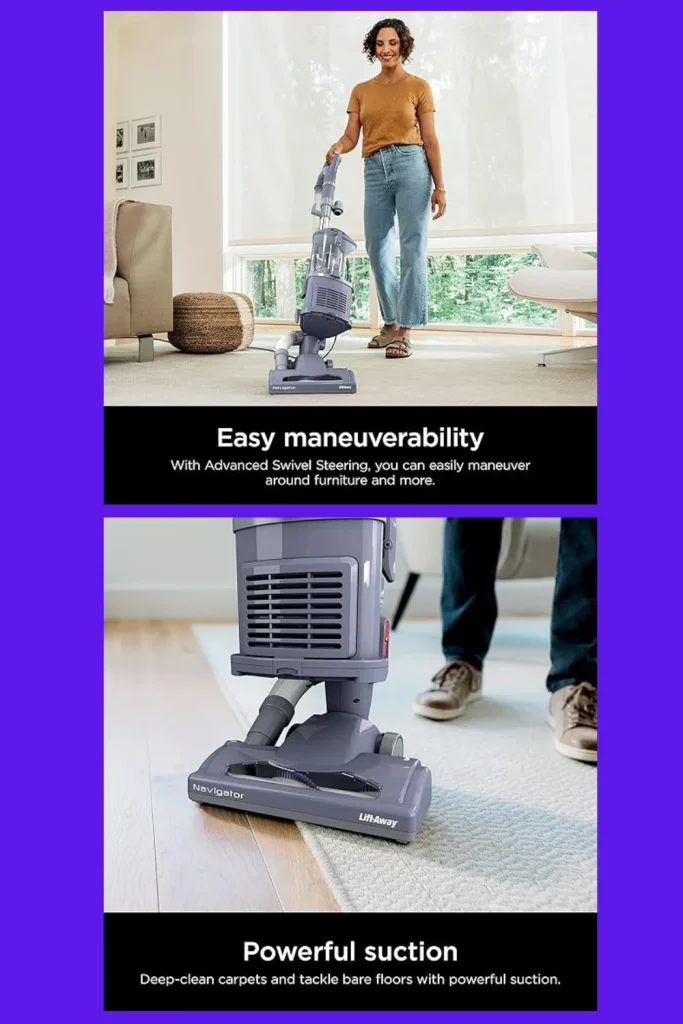 Shark NV352 Navigator Lift Away Upright Vacuum, HEPA filter vacuum, anti-allergen vacuum, vacuum for pet hair, lightweight vacuum, corded upright vacuum, vacuum for carpets and hard floors, versatile vacuum cleaner, vacuum with swivel steering